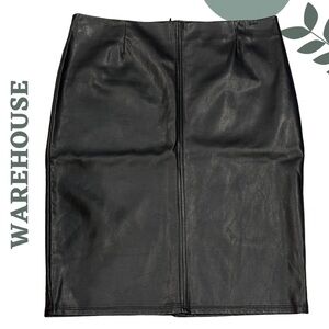 🛍️ Warehouse Faux Leather Pencil Skirt – Black – Size US 10 3/$40 eligible